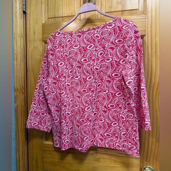 Talbots size XL  Pink and White Boxy Blouse - Picture 4 of 5
